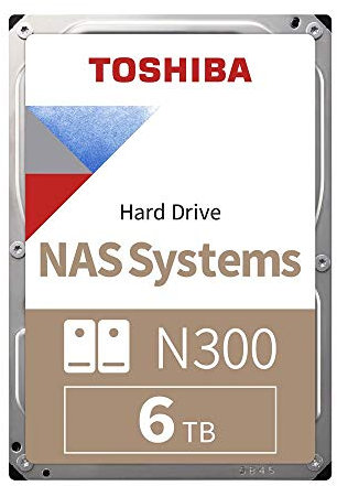 Toshiba 6TB N300 NAS 3.5’’ SATA Internal Hard Drive. 24/7 Operation, Supports 1-8 bay systems, 128MB Cache, 180TB/Year workload, 3yr Warranty(HDWG160UZSVA).