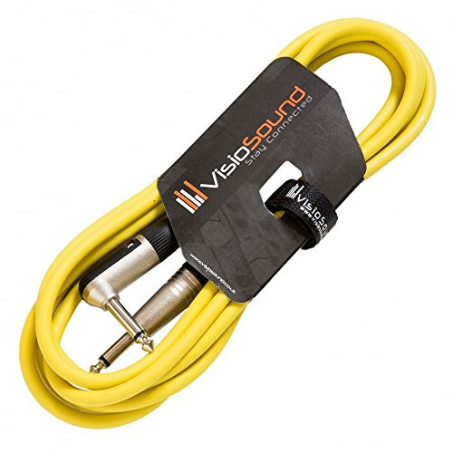 Guitar Lead 6.35mm 1/4 Angled Jack to Jack Instrument Cable (Yellow, 3m) | Noiseless OFC Instrument Cable for Electric Guitar, Bass, Amp, Keyboard, Pedal, Studio / 6 Colours