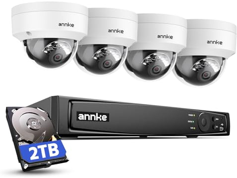 ANNKE 4K PoE Security Camera System, 8CH CCTV System with 2TB HDD NVR, 4X 8MP IP Camera Outdoor with Human & Vehicle Motion Detection, IK10 & IP67, Remote Access, H800