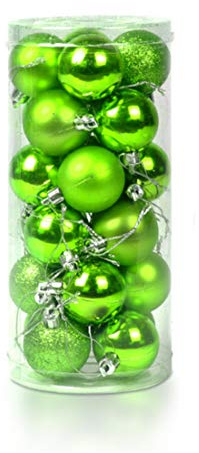 Ectkuee Ø 4 cm / 24pcs Stücke Weihnachtskugeln Set Deko Bunt glänzend Weihnachtsbaum Schmuck Anhänger Weihnachten Neujahr Grün