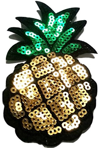 Strass Glitzer Aufnäher Aufbügler Bügelbilder Iron on Patches Applikation mit Pailletten für Kleider Frauen zum aufbügeln  Ananas 8 x 5 cm 