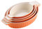 MALACASA Juego de 4 Bandejas de Horno de Porcelana: 2000 ml (34,5 cm), 1390 ml (30,3 cm), 1100 ml (27,5 cm) y 700 ml (23 cm), Ovaladas, Naranja - para Servir Asados y Verduras en Reuniones Familiares