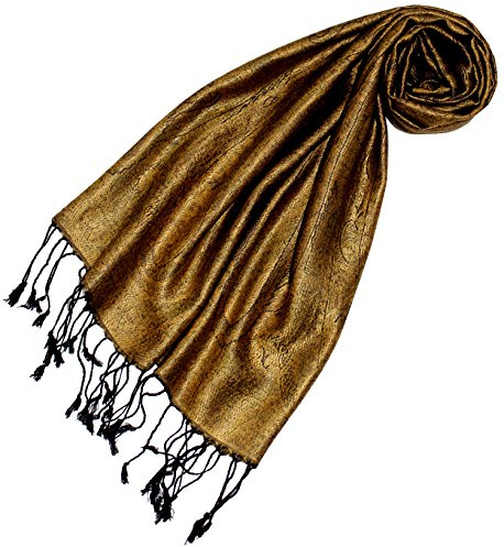 Lorenzo Cana - Damen Seidenschal Schal 100% Seide jacquardgewebt harmonische Farben mit Fransen 35 x 160 cm Paisley Muster Seidentuch