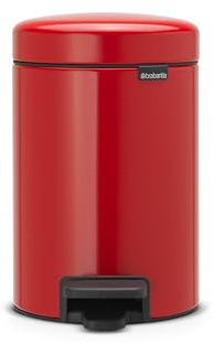 Brabantia Pedal Bin Newicon Pattumiera a Pedale, Secchio Interno in Plastica, Passion Red, 3 lt