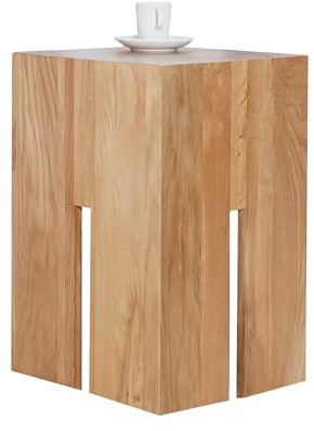 invicta INTERIOR Massiver Hocker Castle 30 cm Wildeiche Natur geölt Massivholz Beistelltisch Holztisch Fußhocker
