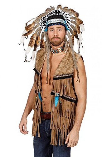shoperama Fransen-Weste in Wildleder-Optik für Hippie und Indianer Herren Kostüm 70er 60er