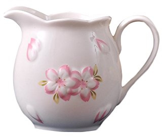 CHOOLD Elegance - Brocca in ceramica con manico in fiore di ciliegio, piccola 220 ml, colore: rosa/bianco
