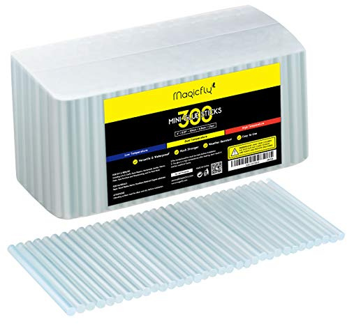Magicfly Mini Hot Glue Gun Sticks, Huge Pack of 300, 4 Long and 0.27 Diameter Hot Melt Glue Sticks, Compatible with Most Glue Guns, Perfect for DIY Craft Projects and Sealing