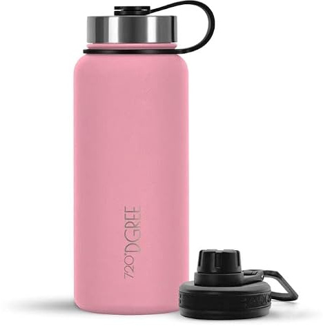 720°DGREE Edelstahl Trinkflasche 950ml “noLimit” - Auslaufsicher, Kohlensäure geeignet, BPA-Frei - Thermosflasche, Isolierflasche mit Schraubverschluss für Sport, Fitness, Outdoor +Gratis Sportdeckel