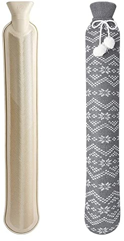 Homealexa Extra Long Hot Water Bottle with Cover UK, 2L Large Rubber Hot Water Bag for Adults, Warm Water Bottle for Neck Shoulder Back Comfort, Soft Plush Cover – Gifts for Women & Her, 73x14cm