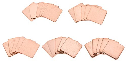 sourcing map Totale 25Pcs Plat IC Dissipateur Thermique en Cuivre Chipset | pour CPU GPU RAM, 15 x 15mm avec Épaisseur 0.3/0.5/0.8/1.0/1.5mm