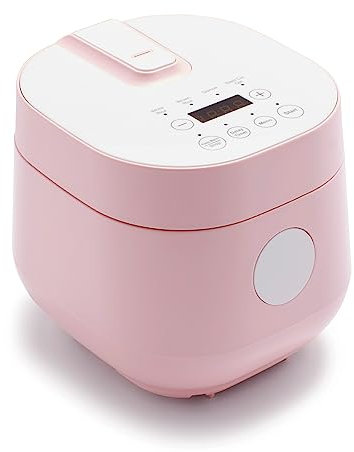 GreenLife 4-Cup Digital Rice Cooker, PFAS & PFOA-Free Removable Ceramic Dishwasher Safe Pot, Healthy Cooking Oats Grains & More, Auto Presets, Touch-screen, Delay & Keep Warm, Paddle Included, Pink