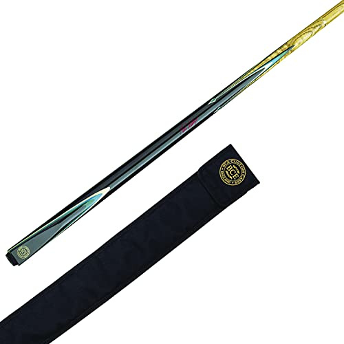 BCE JWS.250am - Stecca da Biliardo/Snooker in Frassino nordamericano, Lunghezza 145 cm, Punta 9 5 mm, con Custodia Classica, Fusto Nero/Legno Naturale