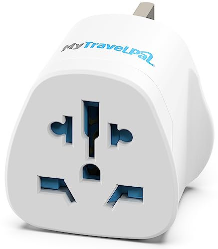 World To UK Plug Adapter | MyTravelPal® Universal Travel Adaptor With 10A Fuse | UK Safety Standards | Accepts US, Europe, Australia, China Plugs For Use in UK (1 Pack)