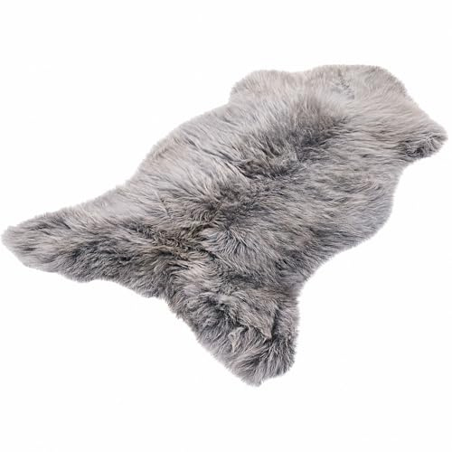 Decorating Sheepskins Lammfell Echt Grau 120-130 cm, Schaffell Echt Groß | Natürliche Teppich Wohnzimmer, Deko Fell Schlafzimmer, Naturfell, geruchlos