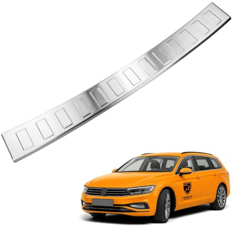 CHROMEMASTER | Ladekantenschutz Stoßstangenschutz Kompatibel mit VW Passat B8 Kombi 2014-2023; Gebürsteter Edelstahl, Silber Matt; Unsere Lackschutzleiste Sichert den Heckstoßfänger vor Kratzern