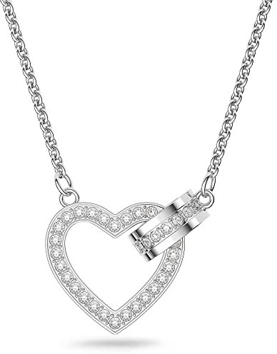 Swarovski Lovely Halskette, Weiße und Rosé Vergoldete Damenhalskette mit Strahlendem Anhänger