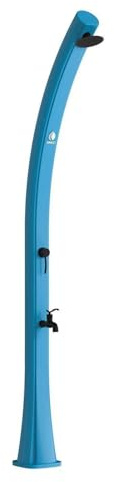 Sined Sole Doccia Riscaldamento Solare Curva in Polietilene con Lavapiedi da 25 Lt Blu