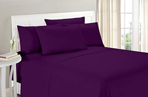 GLIMMER TEXTILE 100% Organic Cotton 1200 Thread Count King(78x80) Purple Sheet Set | Sateen Weave |Hotel Luxury Bedding 4 Piece Sheet Sets| Breathable & Soft | Fits Upto 22 Deep Pocket Mattress.