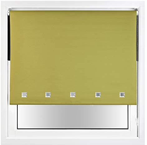 FURNISHED Verdunkelungsrollo mit quadratischen Ösen und zuschneidbaren Metallbeschlägen - Grün, 50W x 210H cm