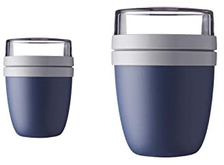 Mepal - Lunchpot Ellipse Duo Pack - Práctico vaso para cereales, yogur, taza To Go - Apto para congelador, microondas y lavavajillas - 300 y 500 ml - Denim nórdico