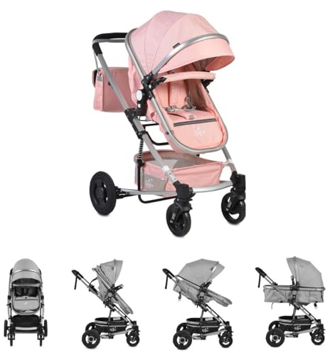 Moni Kinderwagen Gigi Babywanne umbaubar Sportsitz Wickeltasche Getränkehalter rosa