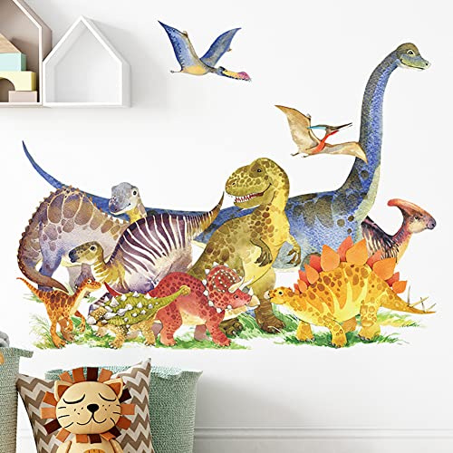 Runtoo Dinosaurie väggdekaler för pojkar rum Jurassic World väggkonst klistermärken barn baby barnkammare väggdekor