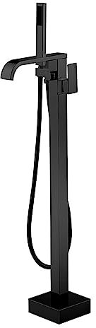 Robinet Cascade Baignoire Mitigeur de Baignoire Ilot Autoportante Pour Salle De Bain Chaude Et Froide Avec Tuyau De Douche,noir