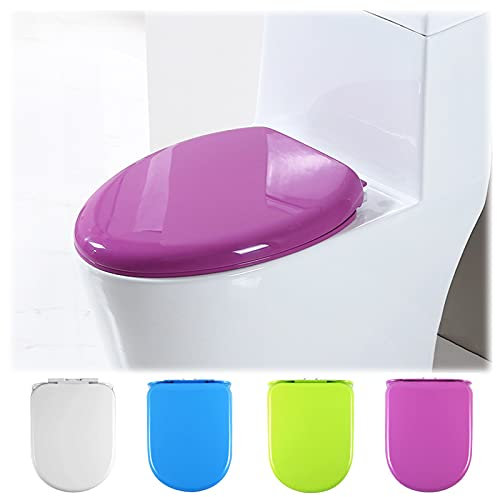 Toilettendeckel, WC Sitz mit Absenkautomatik丨Abnehmbarer Farbiger Toilettensitz丨Klobrille U-Form aus Strapazierfähigem Polypropylen mit Softclose Pink Purple