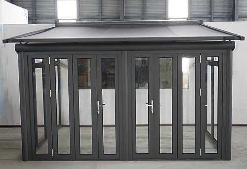 Arilco Terrassenüberdachung | Wintergarten | Inklusive Seitenwände mit Frontschiebertüren | Neu | 12mm VSG-Glas | 5m x 3m…