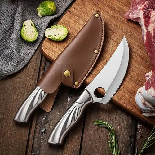 Muxel Multifunktionales Outdoormesser und Küchenmesser - Kompakt, scharf und handlich mit Ledertasche - Das ultimative Werkzeug für Abenteurer und Kochbegeisterte