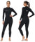 Owntop Damen Neoprenanzug 3/2mm - Vorderer Reißverschluss Voll Tauchanzüge, Stretch Pro Neopren-Nassanzug Thermische Volle Länge Tauchhaut zum Surfen Schnorcheln, Damen Schwarz L