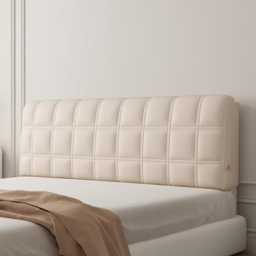 ZZYK Kopfteilkissen Wandkissen Großes Gepolstert Rückenlehnen Keilstützkissen Kopfteil Bettruhekissen Abnehmbarer Bezug Für Zuhause,Schlafzimmer,Wohnheim,Beige,Paste 59/Queen