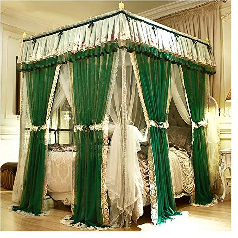 SZITW Himmelbetthimmel mit Himmelbett, Prinzessinnen-Betthimmelvorhänge, doppelt verschlüsseltes großes Moskitonetz mit staubdichten Dachbettvorhängen für Kingsize-Betten (Größe: 180 x 200 x 210 c