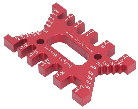 2 in 1 Step Depth Gauge for Router and Table Saw Aluminum, Aluminum Blade Height Gauge, Woodworking Projects (Red)