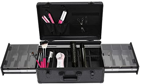 Begoniape Kosmetikkoffer Schminkkoffer Alu Werkzeugkoffer Make-up Case Nagellack Aufbewahrung Große Kapazität Multikoffer Friseurkoffer mit Griff 50 * 33 * 20cm Schwarz