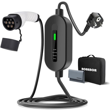 Typ 2 Ladekabel Schuko 3,7kW, Tragbare EV Ladestation 16A 5M, 1 phasig, ladekabel Auto typ 2 schuko,Tragbares EV Ladegerät, Typ 2 EV Ladegerät mit Tasche für Elektroauto & Hybrid - Schwarz