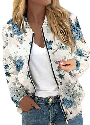 Generic Meine Bestellung Anzeigen Damen-Jacken Damenjacken Für Den Übergang Oversized Leicht Damen Jacke Sommer Light Dünne Sommerjacke Damen Jacke Damen Herbst(1-Light Blue,XXL)