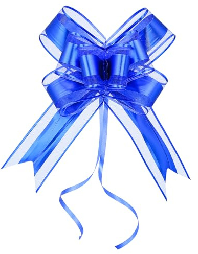 WEWILUCK Schleifen für Geschenkkorb – 15 Stück perfekte große blaue Geschenkschleifen für Geschenkverpackungen, Ziehschleifen für Männer, Geschenk, Dekoration, Geburtstage, Urlaub und mehr