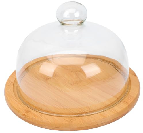 CIYODO 1set Cake Display Tray Dome Wooden Dessert Stand for Birthday Cakes Afternoon Tea and Special Occasions Serving Tray Cover
