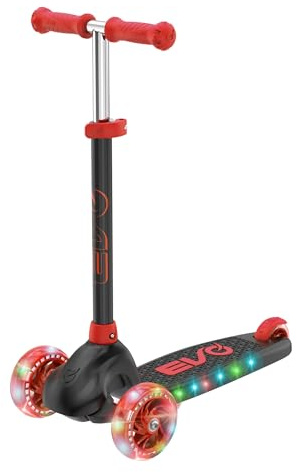 EVO Eclipse Light-Up 3-Wheeled Scooter | Kids Push Ride-On with Adjustable Handle Height | For Boys and Girls Aged 3+