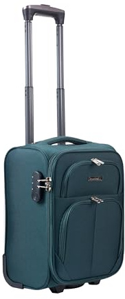 R.Leone Bagaglio a Mano 40x30x20cm Wizzair Vueling 2 Ruota in stoffa A16 (Verde, XXS 40x30x20cm 2Ruota)