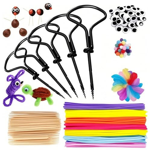Rmerasor Kastanienbohrer Set, 1,5-5 mm Handbohrer Basteln Handbohrer Kinder, Perlentiere Bastelset, Kastanien Bastelset mit DIY Bastel Zubehör, Basteln mit Kastanien Kinder