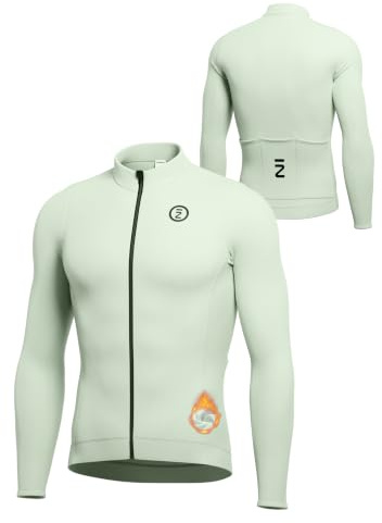 INBIKE Maglia Ciclismo Uomo Invernale Giacca Bici Invernale in Pile Antivento Aderente Silm Fit per MTB Bici da Strada Running