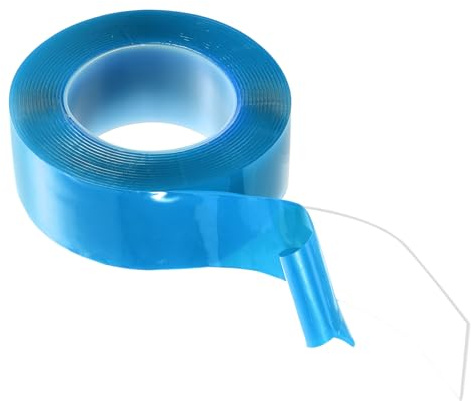 QUARKZMAN Cinta Adhesiva de Doble Cara Nano Tape 16.4FT x 2 x 0.08 Cinta de Montaje Transparente Removible Multiusos Lavable Impermeable para Colgar Cuadros con Revestimiento Azul Pósters