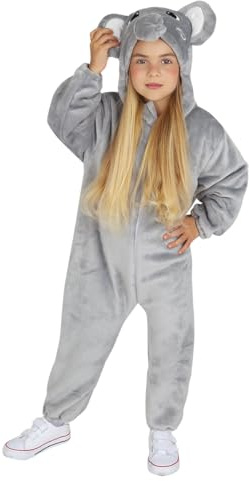 Rubies Elefant klingande kostym för pojkar och flickor, overall med huva, svans och ljudlåda, dräkter för barn, karneval, cosplay och fester