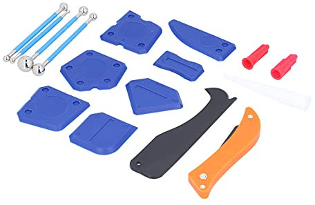 NDNCZDHC 16pcs Caulking Tool, Caulk Remover Tool Kit and Grout Removal, Caulk Remover with Glass Glue Scraper for Floor Tile