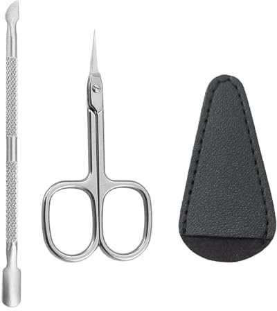 1 Pezzo Di Forbici, 1 Pezzo Di Spinta In Acciaio A Doppia Testa, 1 Pezzo Di Guaina Nera, Set Di Utensili In Metallo Multifunzione, Accessori Per Esfoliazioni Per Unghie.