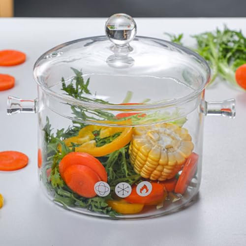 Vllentin Mini Glass Saucepan With Cover,Glass Stovetop Pot,Transparent Pot,Double Handle,Heat-Resistant,Thickened,for Cooking On Stove Simmer Pot For Pasta Noodle,Soup