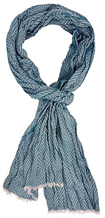 Rotfuchs Leichter Sommerschal Webschal Herrenschal Unisex aus Baumwolle und Polyester fischgrät Muster türkis Naturweiß